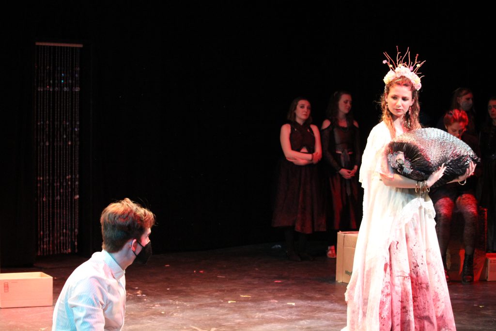 written by Euripides, translated by Ben Power directed by Brayden Stallman Costume Design and Construction by Katie Harris Lighting Design by Sam Powers Sound Design by Susannah List Scenic Design by Caitie Pagonis Production Stage Manager: Johnny Veglia Assistant Stage Manager: Robin Title April 2022, Muhlenberg Theatre Association - Studio Theatre Festival Cast: Jordan Lavalle (Medea), Bella Castillo (Nurse), Brandon Horyczun (Jason), Nicholas Pierron (Kreon), Henry Floquet (Attendant), Vanessa Graniero (Aegeus), Olivia Thiemann, Jolie Lanning, Natalie McElhinny, Hannah Kulbitsky (Chorus)